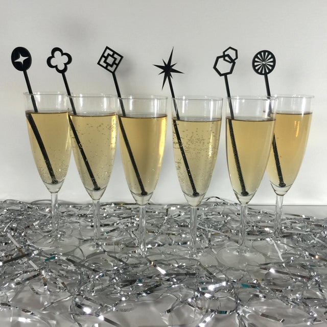 Geometric Gold Glitter Drink Stirrers Set of 6 Chairish