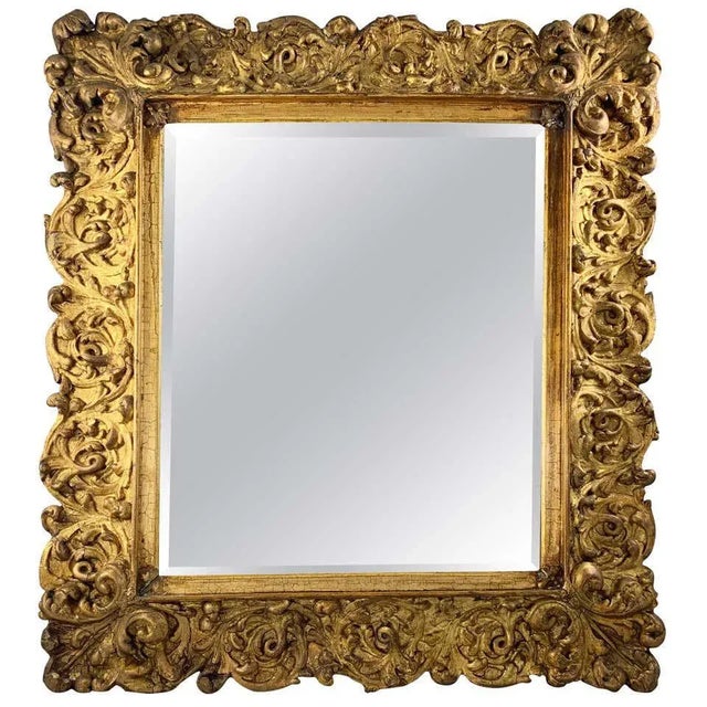 Wood Large 19th Century Carved Giltwood Mirror For Sale - Image 7 of 7