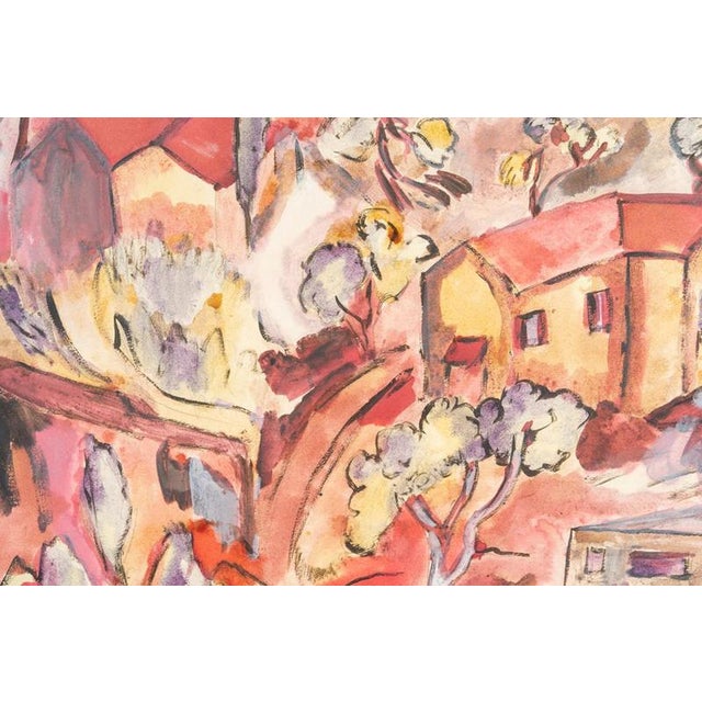 Pierre Ledda, Houses on a Hill, 20th Century, Oil Painting on Cardboard For Sale - Image 4 of 8