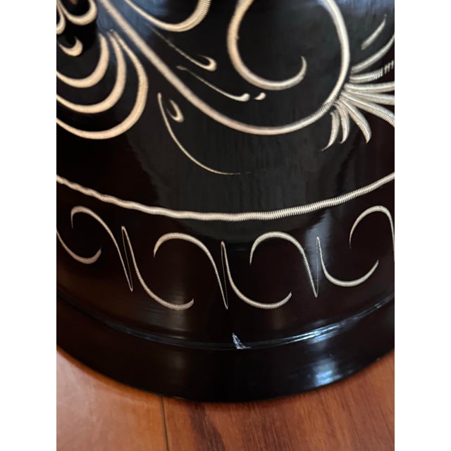 Mid-East Turkish Black Metal Engraved/Etched Darbuka/Doumbek Percussion Drum For Sale - Image 4 of 12