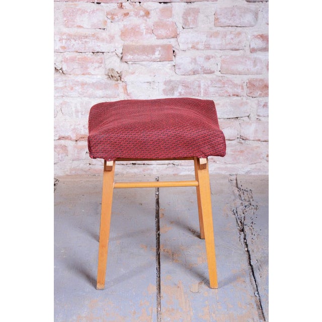 Mid-Century Stool in Upholstery and Beech, Slovakia, 1960s For Sale - Image 6 of 8