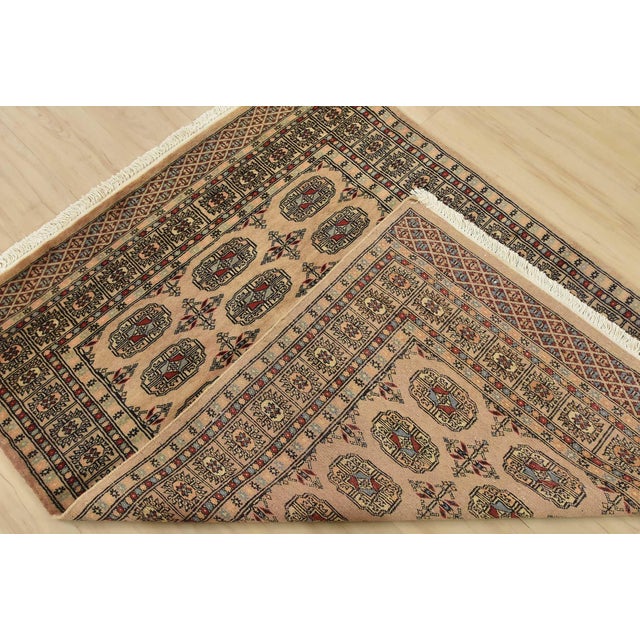 Bokhara Rug 4’2” X 5’6” Beige Wool Tribal Hand-Knotted Oriental Carpet For Sale - Image 10 of 11