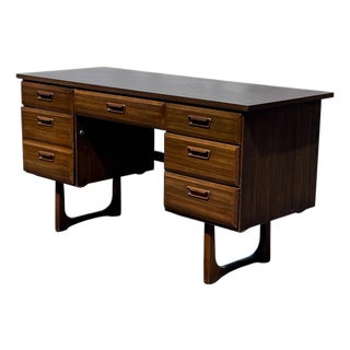 1970s Sculpted Walnut Desk For Sale