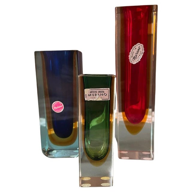 Blue Sommerso Murano Glass Vases attributed to Flavio Poli for Seguso, Italy, 1950s, Set of 3 For Sale - Image 8 of 8