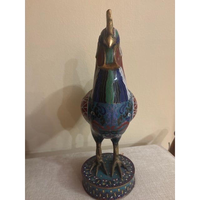 Antique Chinese multicolored Cloisone Rooster sculpture