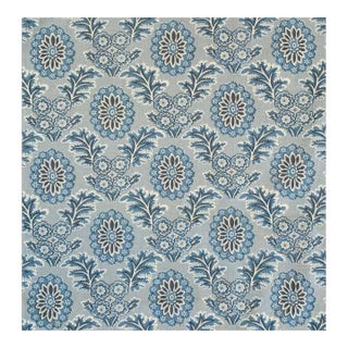 French General Aqua Ciel Blue Cream Gray Boheme Damask Floral French Country Fabric Sample For Sale