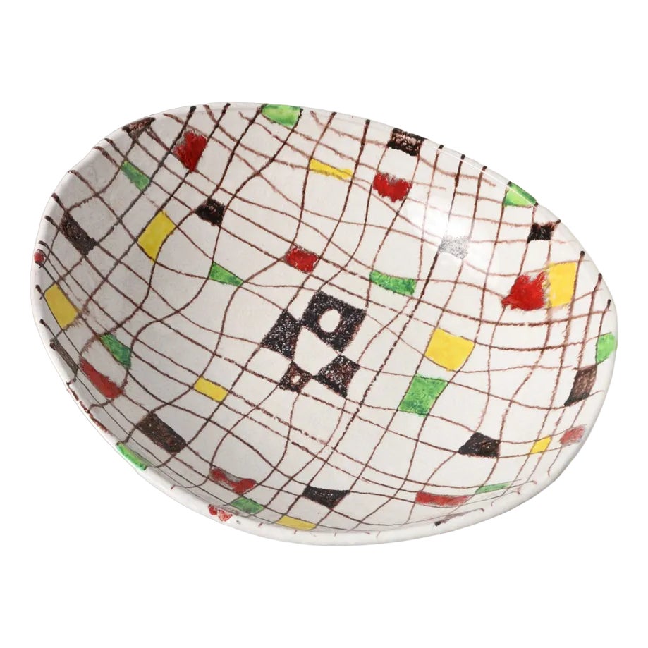 Mid-Century Mondrian Bowl by Aldo Londi for Bitossi, 1960s | Chairish
