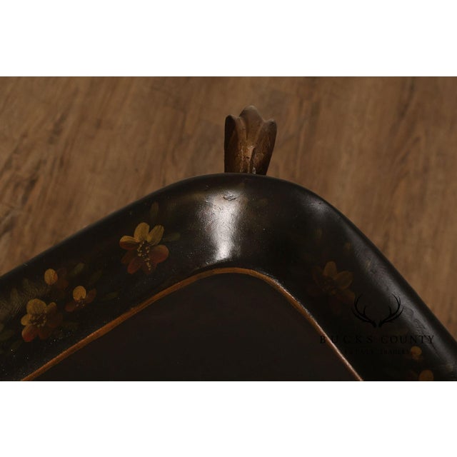 Tole Painted Tray Top Coffee Table With Gilt Metal Base For Sale - Image 17 of 17