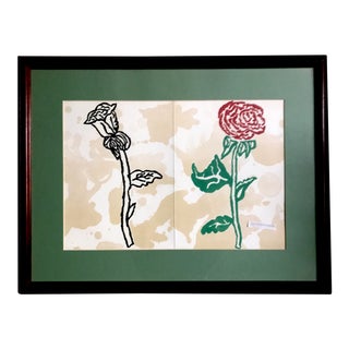 Donald Baechler Offset Lithograph Hand Signed Dated by Artist W/ Provenance and Printer's Watermark For Sale