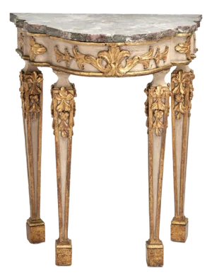 Antique Italian Painted and Parcel Gilt Marble Top Console