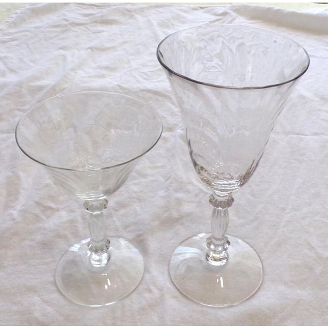 Mid 20th Century Cambridge Caprice Crystal Clear Stemmed Glasses, 10 Water and 6 Wine For Sale - Image 10 of 14