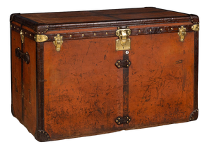 Antique 20th Century Malle Haute Trunk in Orange Vuittonite Canvas from Louis Vuitton, France, 1900s