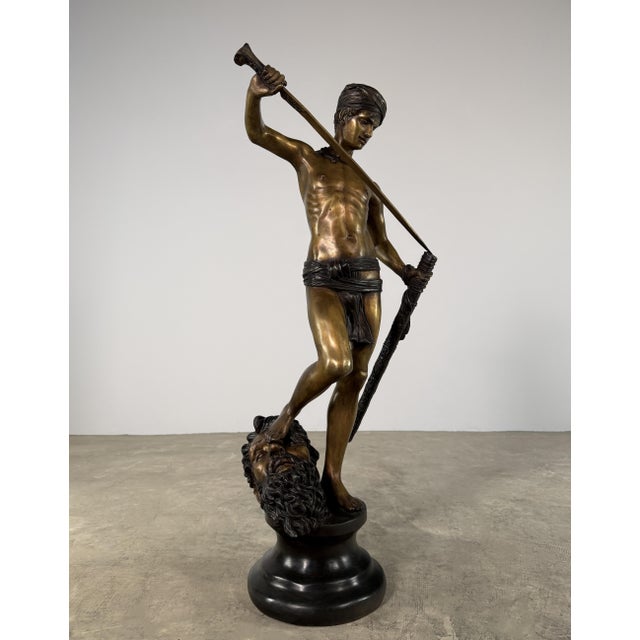 David and Goliath Bronze Sculpture, After Antonin Mercié - 38” Tall, Classical Figure For Sale - Image 11 of 16