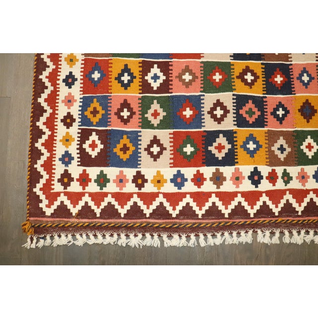 Mid 20th Century Mid 20th Century Ghasghai Persian Kilim, 5' X 9'5'' For Sale - Image 5 of 8