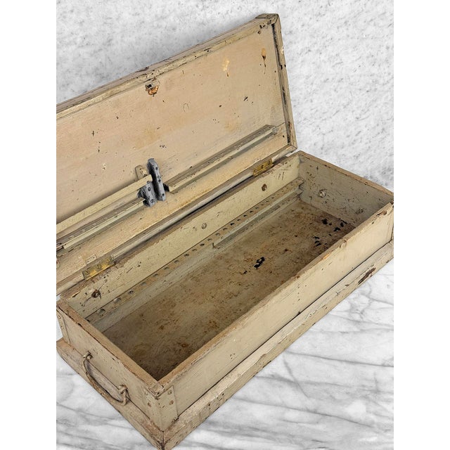 Antique Primtive Painted Wood Tool Box Chest For Sale - Image 6 of 13