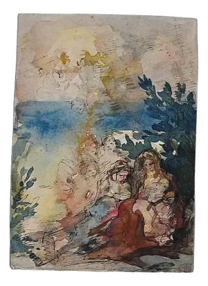 The Family, Original Drawing, 19th-Century