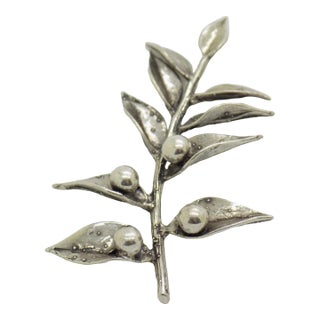 Vintage Italian Handmade Genuine Silver Holly Christmas Decoration Figurine For Sale