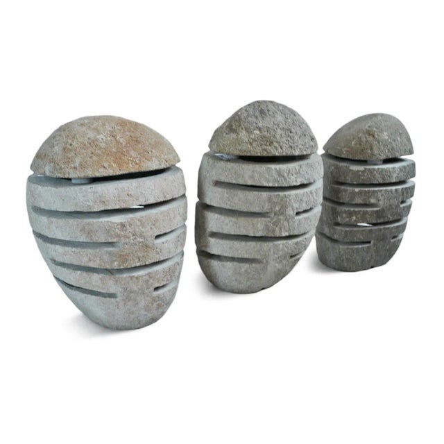 Stone Vintage River Rock Garden Lantern Medium For Sale - Image 7 of 8