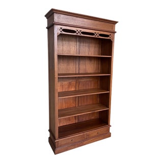 19th Solid Oak Bookcase or Etagere With Five Shelves For Sale