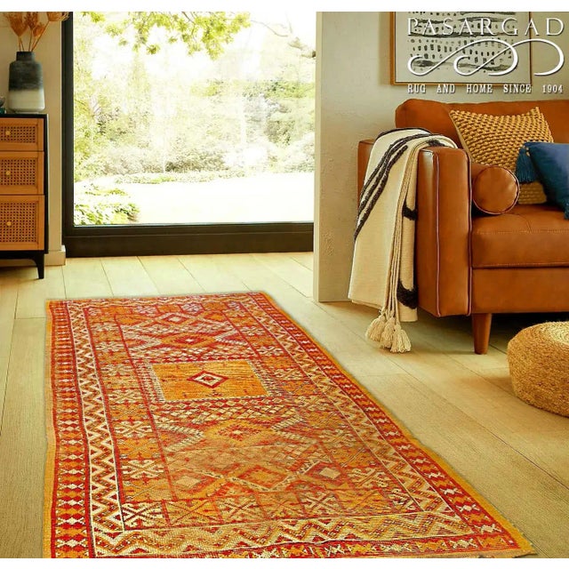 Early 20th Century Vintage Gold Color Moroccan Rug 4'4'' X 9'4'' For Sale - Image 5 of 5