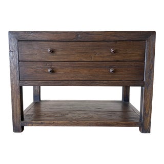 Nathalie Reclaimed Elm 2 Drawer Nightstand 36" - Walnut For Sale