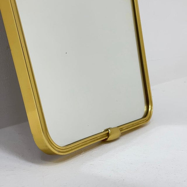 Metal Mid-Century German Asymmetric Brass Wall Mirror, 1960s For Sale - Image 7 of 11