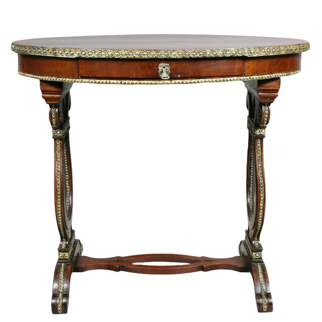 Russian Neoclassic Mahogany and Brass Mounted Table For Sale