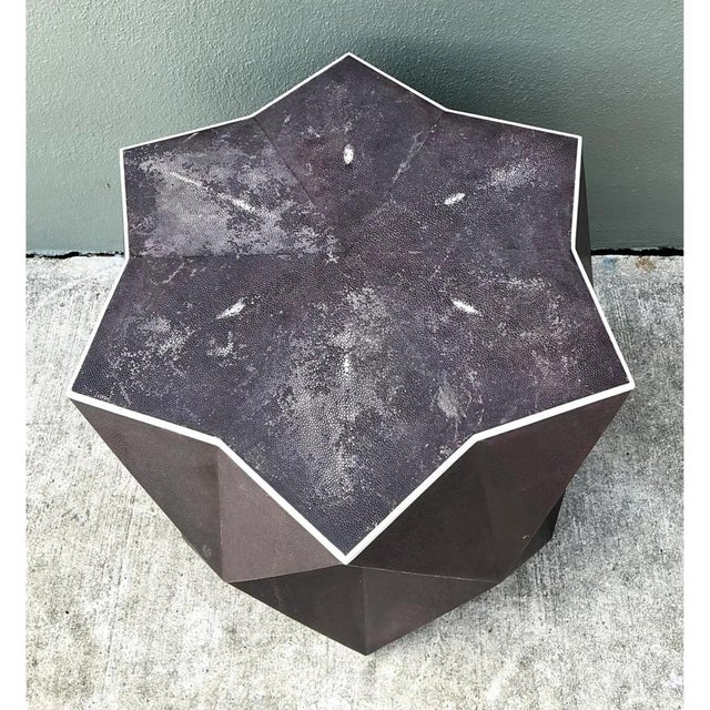 Charcoal Vintage Faceted Shagreen Accent Table For Sale - Image 8 of 12