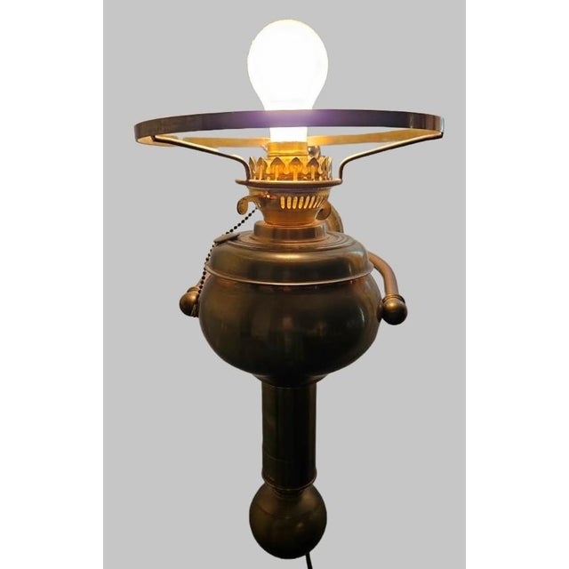 Metal C Gray Chandlers 1882 Scotland Green Cased Glass Brass Gimble Wall Mount Lamp For Sale - Image 7 of 18