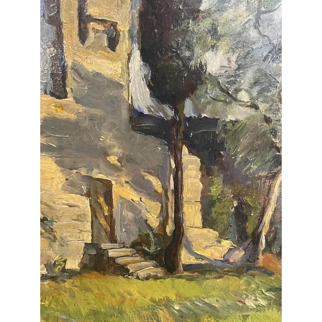 Fossombrone, Landscape with Figures, 20th Century, Oil Painting on Panel, Framed For Sale - Image 4 of 7