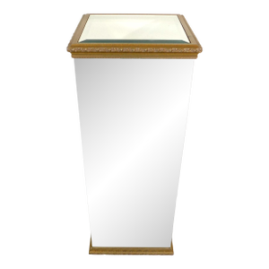 Vintage Mid-Century Gold Gilt Trim Beveled Mirror Pedestal Display Stand