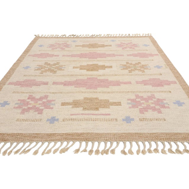 Mid-Century Modern Anna-Johanna Ångström Swedish Rollakan Rug - 05'06 X 07'08 For Sale - Image 3 of 10