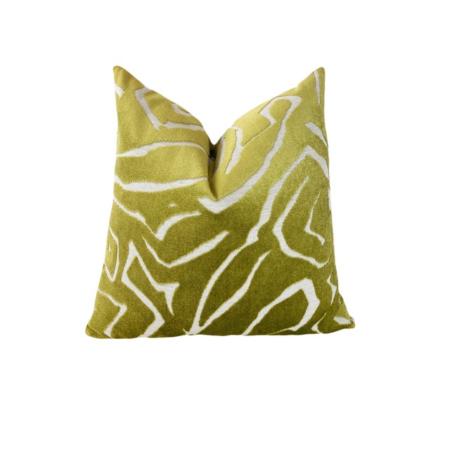 Textile Chartreuse Green Velvet Pillow Cover - 20x20 For Sale - Image 7 of 7