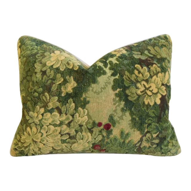 Scalamandré Italian Velvet Marly Tapestry Botanical Feather/Down Pillow 24" X 18" For Sale