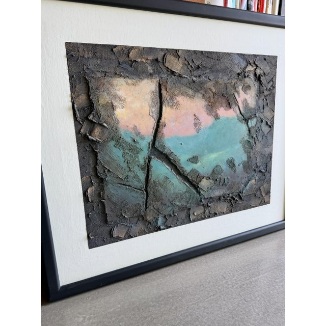 Gray Large Brutalist Stephen Charles De Santo Mixed Media Textured Abstract Painting Framed For Sale - Image 8 of 14