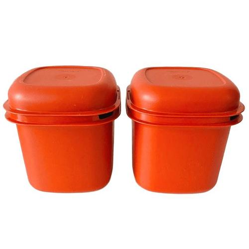 Orange Vintage Orange Rust-Brown Food Storage Containers from Tupperware, 1970s, Set of 6 For Sale - Image 8 of 11