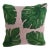 Pink & Green Palm Frond Crewel Embroidered Pillow For Sale