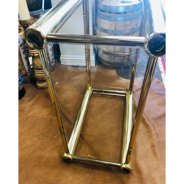 Vintage Milo Baughman Style Brass Console Table For Sale - Image 9 of 10