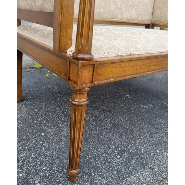 1940s English Maple Loveseat Settee With New Upholstery For Sale - Image 12 of 12