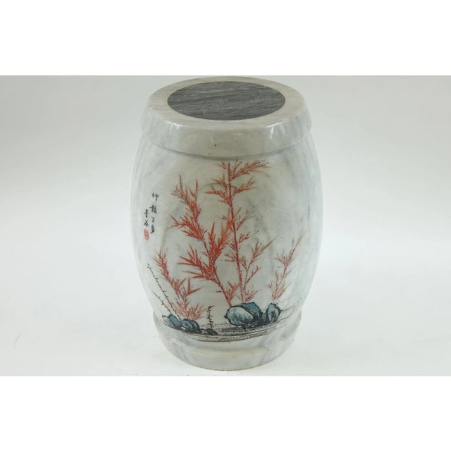 Late 20th Century Vintage Chinese White & Gray Marble Stool For Sale - Image 5 of 5