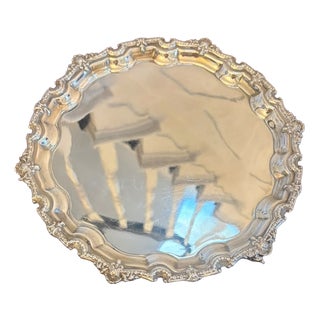 Antique Edwardian Silver-Plated Salver Tray, 1905 For Sale