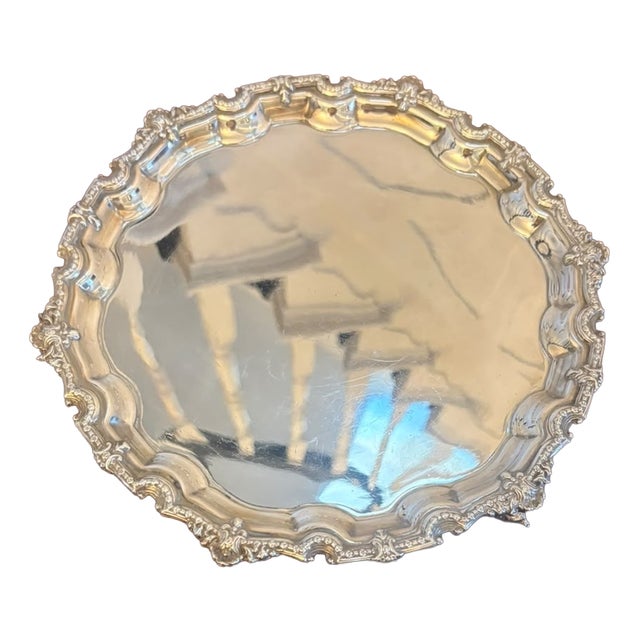 Antique Edwardian Silver-Plated Salver Tray, 1905 For Sale