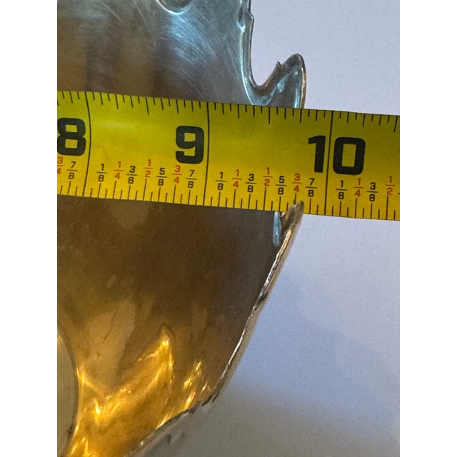 Mid 20th Century Solid Brass Pedestal Bowl With Scalloped Crown Rim For Sale In Raleigh - Image 6 of 10