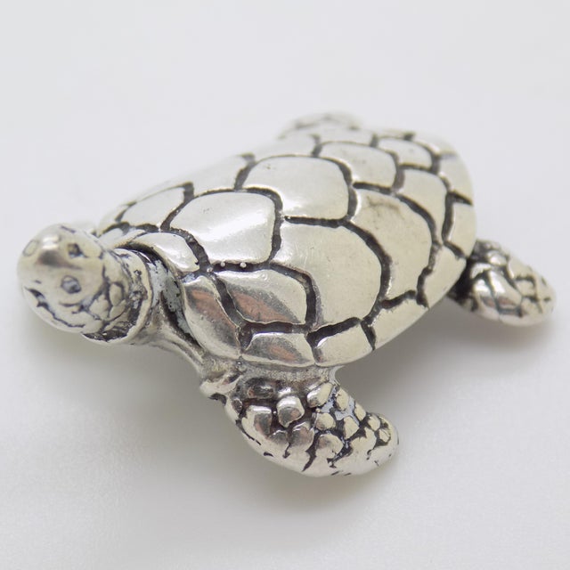 Vintage Italian Handmade Silver Loggerhead Sea Turtle Figurine, 1980s For Sale - Image 6 of 11