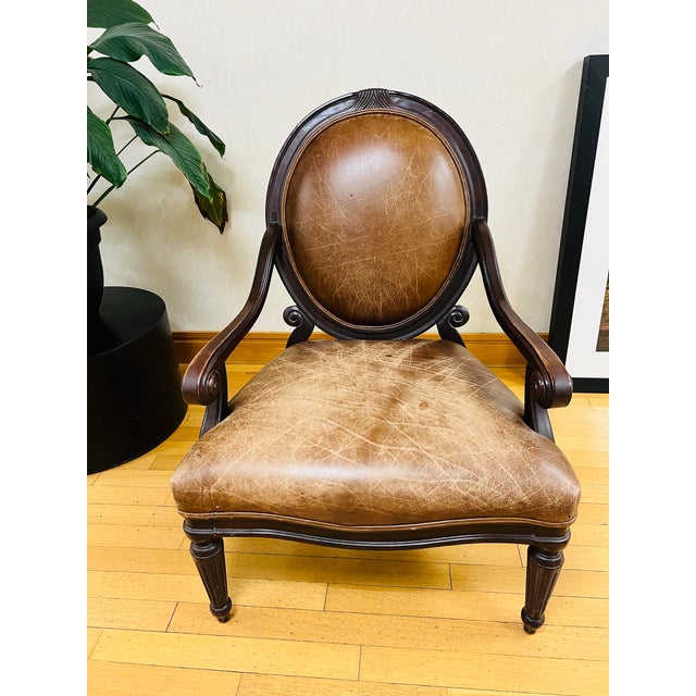 Bernhardt Bernhardt Oval Back Regency Style Nail Head Accent Armchair For Sale - Image 4 of 11