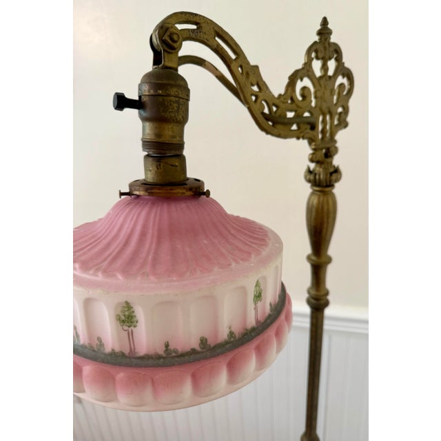 1920s Spanish Revival Brass and Marble Bridge Lamp For Sale - Image 4 of 12