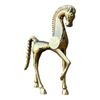 Vintage MCM Polished Brass Etruscan Horse For Sale