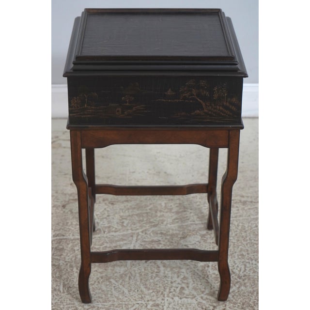 Age: Approx: 20 Years Old Details: Black Crackle Finish w. Chinoiserie Decoration Felt Lined Interior Condition: Excellent...