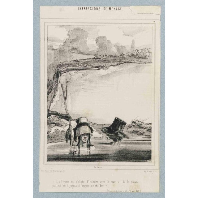Paul Gavarni, Impressions of Ménage, Plate 4, Mid-19th Century, Lithograph For Sale - Image 3 of 3