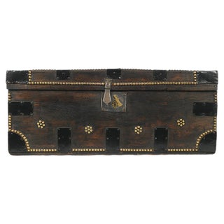 Studded Wooden Trunk, 1920s For Sale